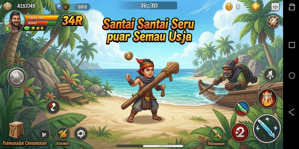 Screenshot permainan 34R yang menunjukkan gameplay santai dan menyenangkan.