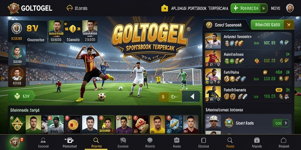 Tampilan mendebarkan dari aplikasi GOLTOGEL dengan berbagai taruhan olahraga.