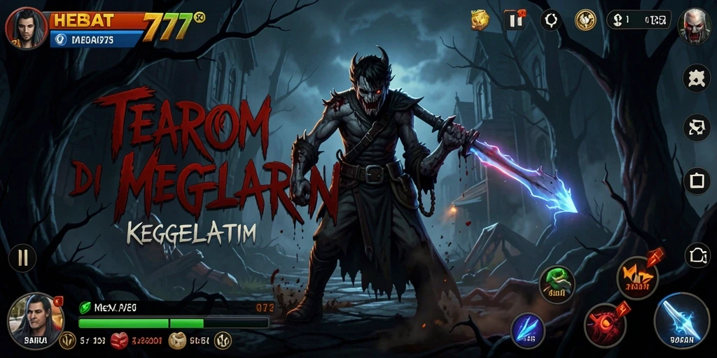 Tampilan gameplay HEBAT777 menampilkan suasana horor yang mencekam.
