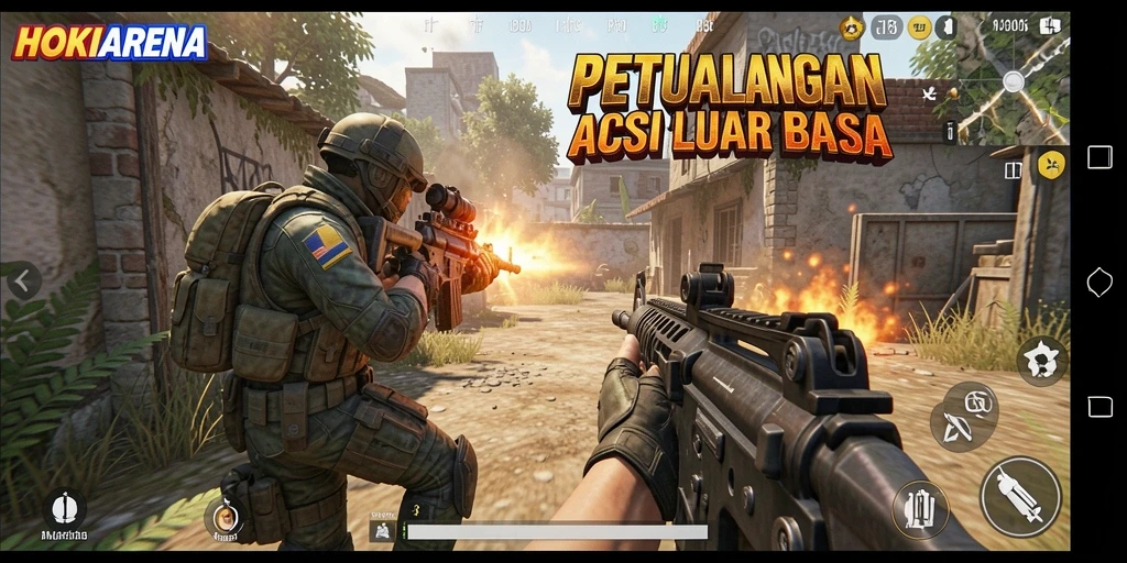 Screenshot HOKIARENA menampilkan pertarungan seru penuh aksi.