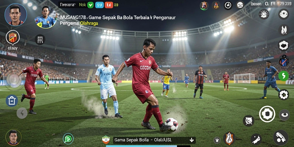 Screenshot gameplay MUSANG178 memperlihatkan aksi sepak bola yang mendebarkan.