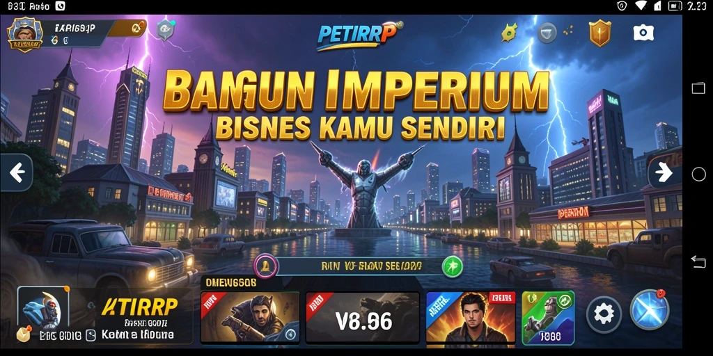 Screenshot PETIRRP menunjukkan pemain sedang membangun bisnis impian.