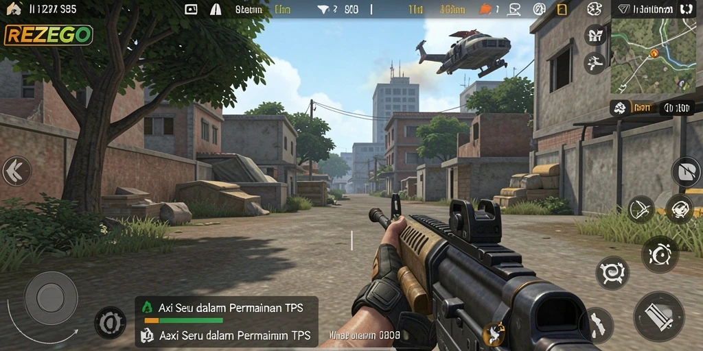 Tampilan aksi gameplay seru dalam REZEGO yang membuat pemain terlibat.